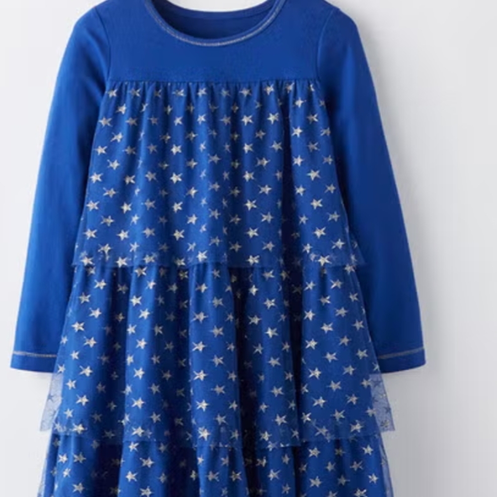 Hanna Andersson Blue Casual Long Sleeve Cuffed Sundress